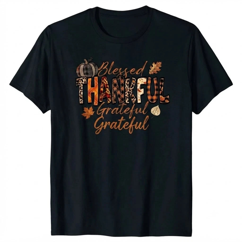 Blessed Thankful Grateful Thanksgiving Day Inspirational Quote T-shirt