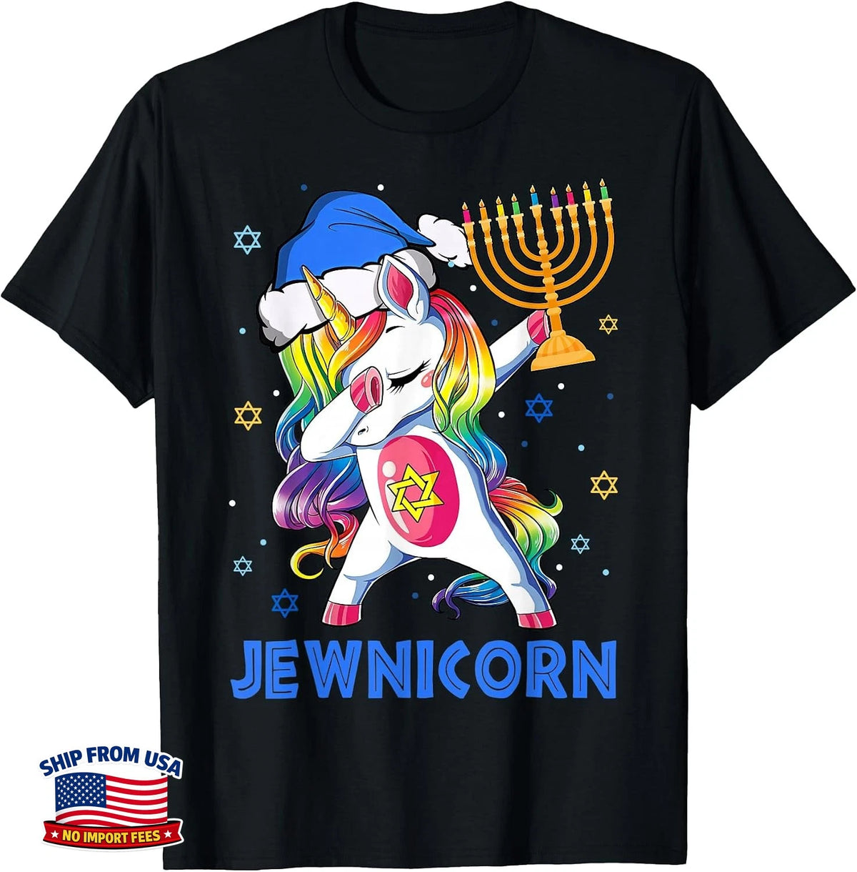 Funny Jewnicorn Hanukkah Unicorn Gift Girl Women Pajamas T-Shirt