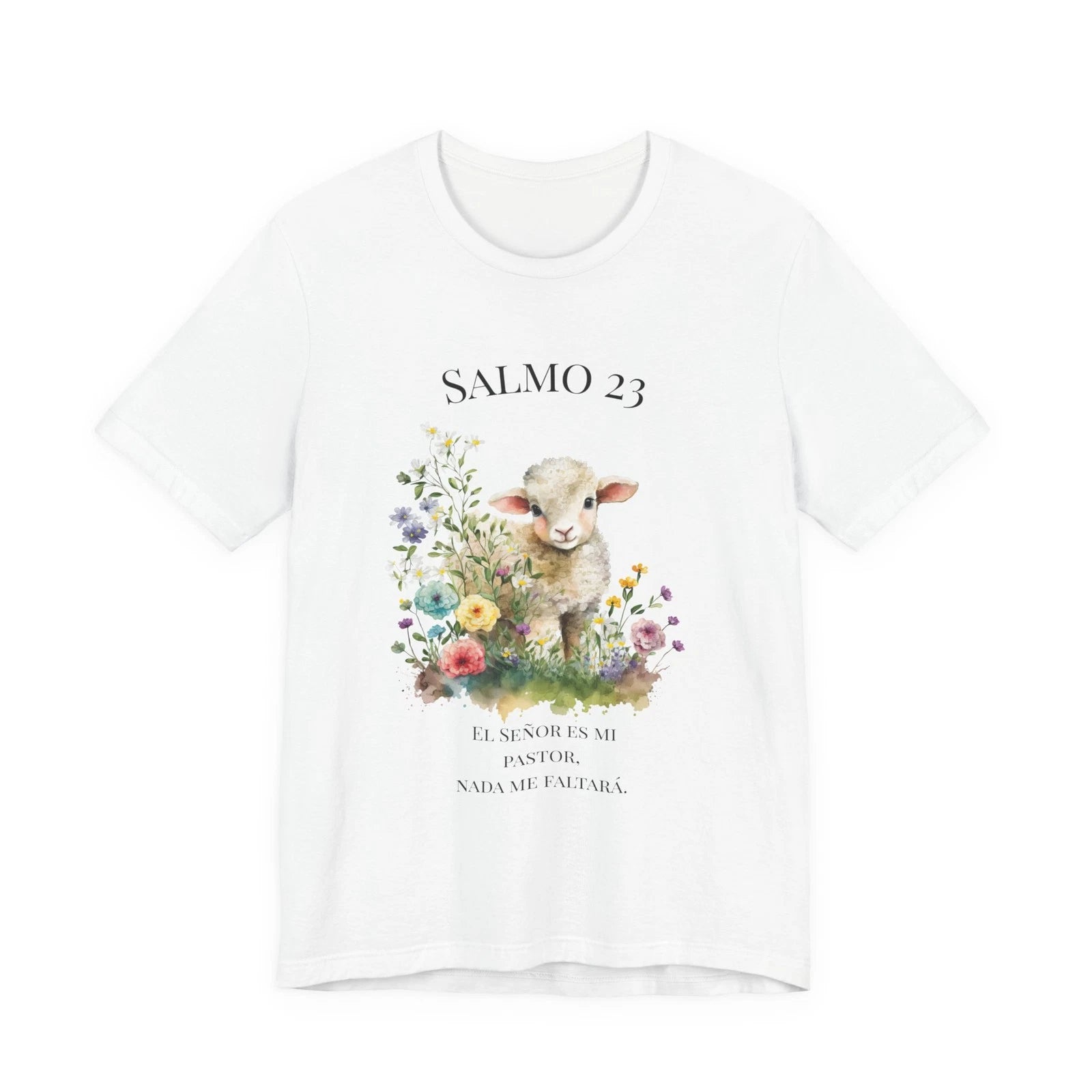 Psalm 23 Lamb T-Shirt | Floral Lamb Illustration, Bible Verse Tee