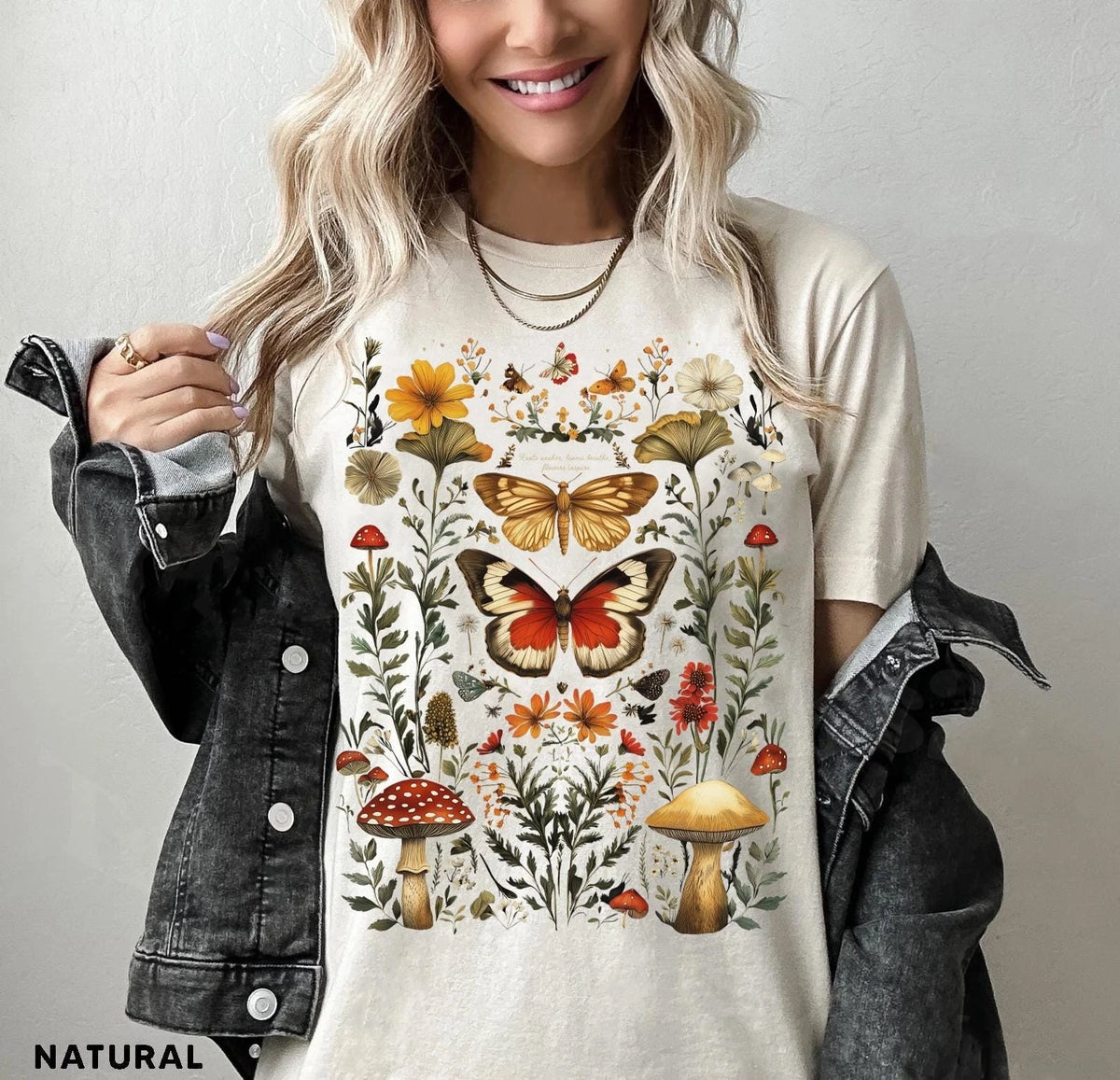 Vintage Boho Tee Dark Academia Floral Butterfly T Shirt Perfect Gift for Gothic