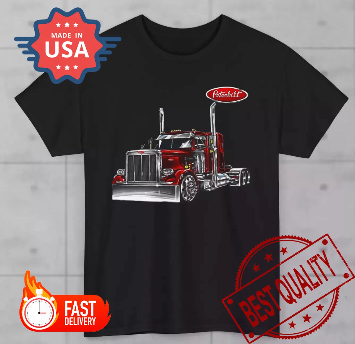 Peterbilt Truck T-Shirt - Trucker Fan Gift - Unisex Cotton Tee Image 1 of 3