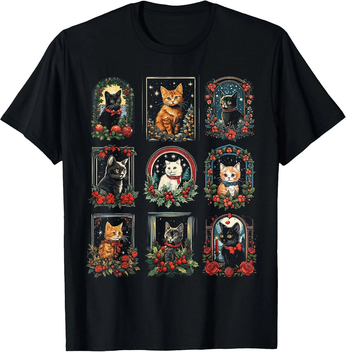 Vintage Christmas Kitten T-Shirt for Cat Lovers - Unisex Design