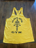 Gold's Gym Stringer Tank Top XL Yellow USA Bodybuilding Muscle Shirt