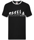 Evolution of Woman Knitting - Mens Ringer - Craft Knitter Creative Hobby