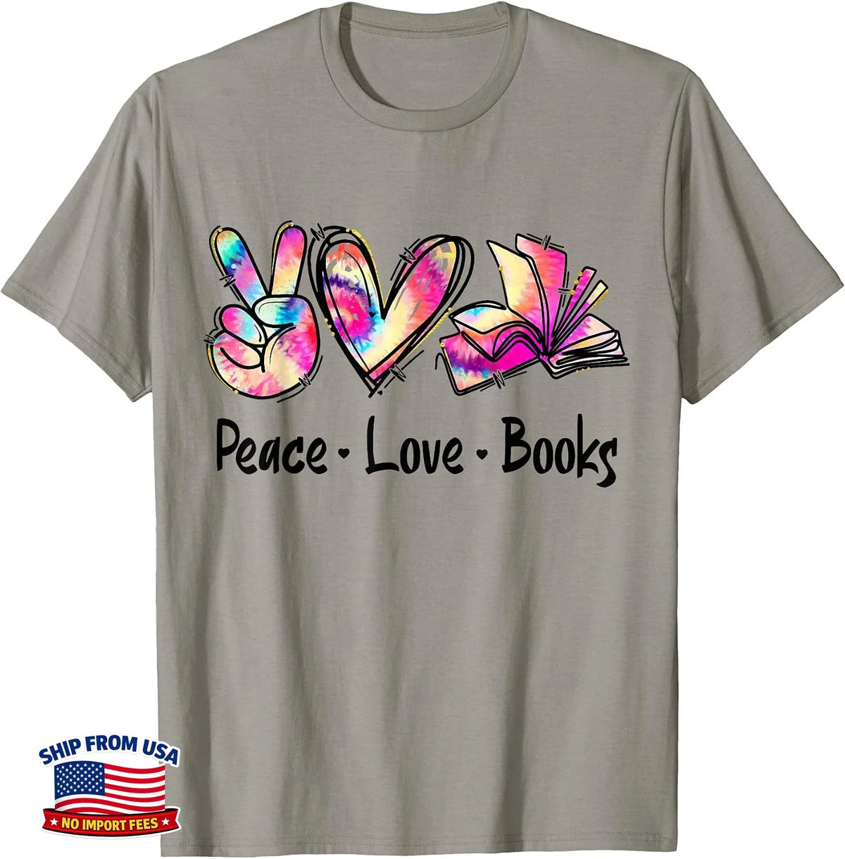 Peace Love Books Tie Dye Librarian Teacher Life Book Library T-Shirt
