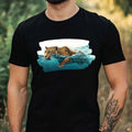 Mens Leopard Swim In Ocean Motif Cotton T-Shirt Size XS to 5XL