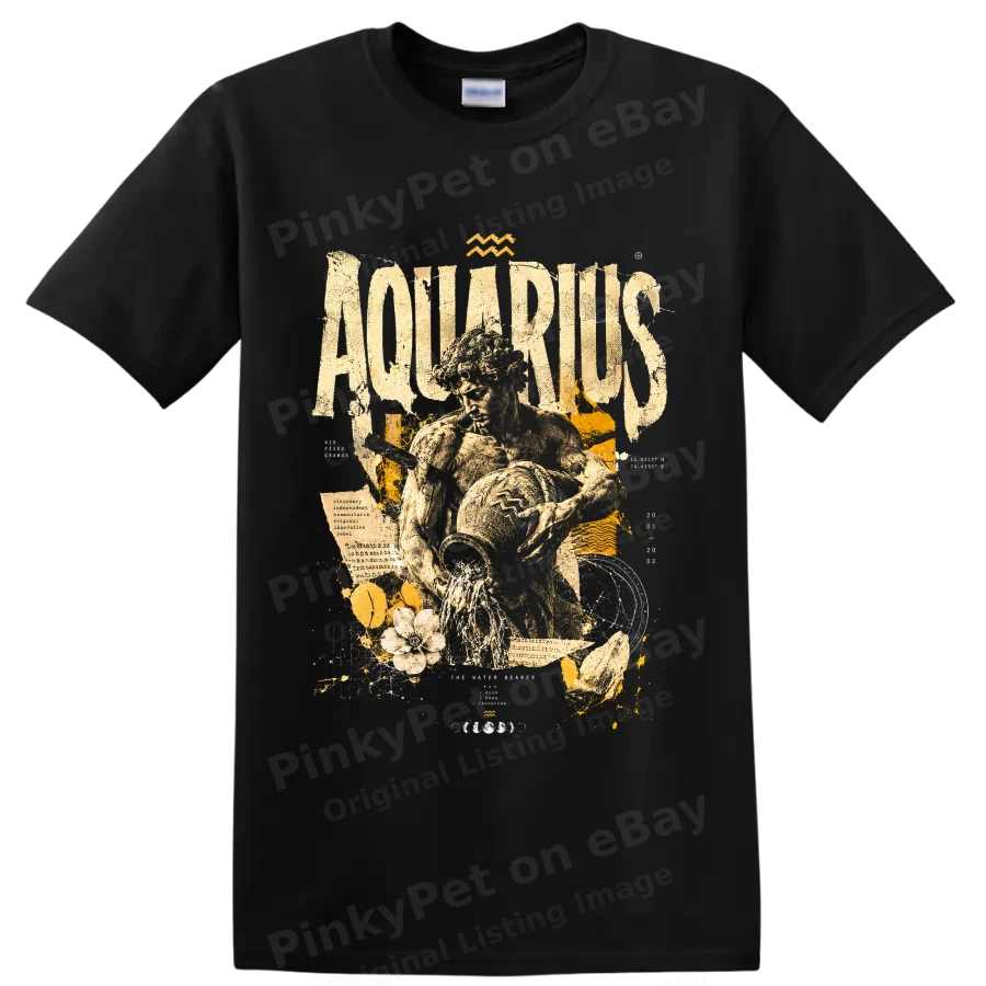 Aquarius Zodiac Sign Water Bearer Astrology Horoscope T Shirt Cosmic Art Tee