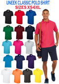 Uneek Classic Unisex adult plain uc101 Polo Shirt Casual Sport Golf Size XS-6XL