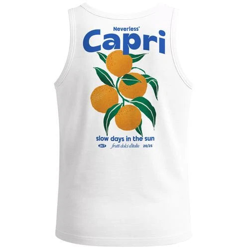 Mens Tank Top Back Print Vintage Capri Orange Graphic Print Fashion Street Style
