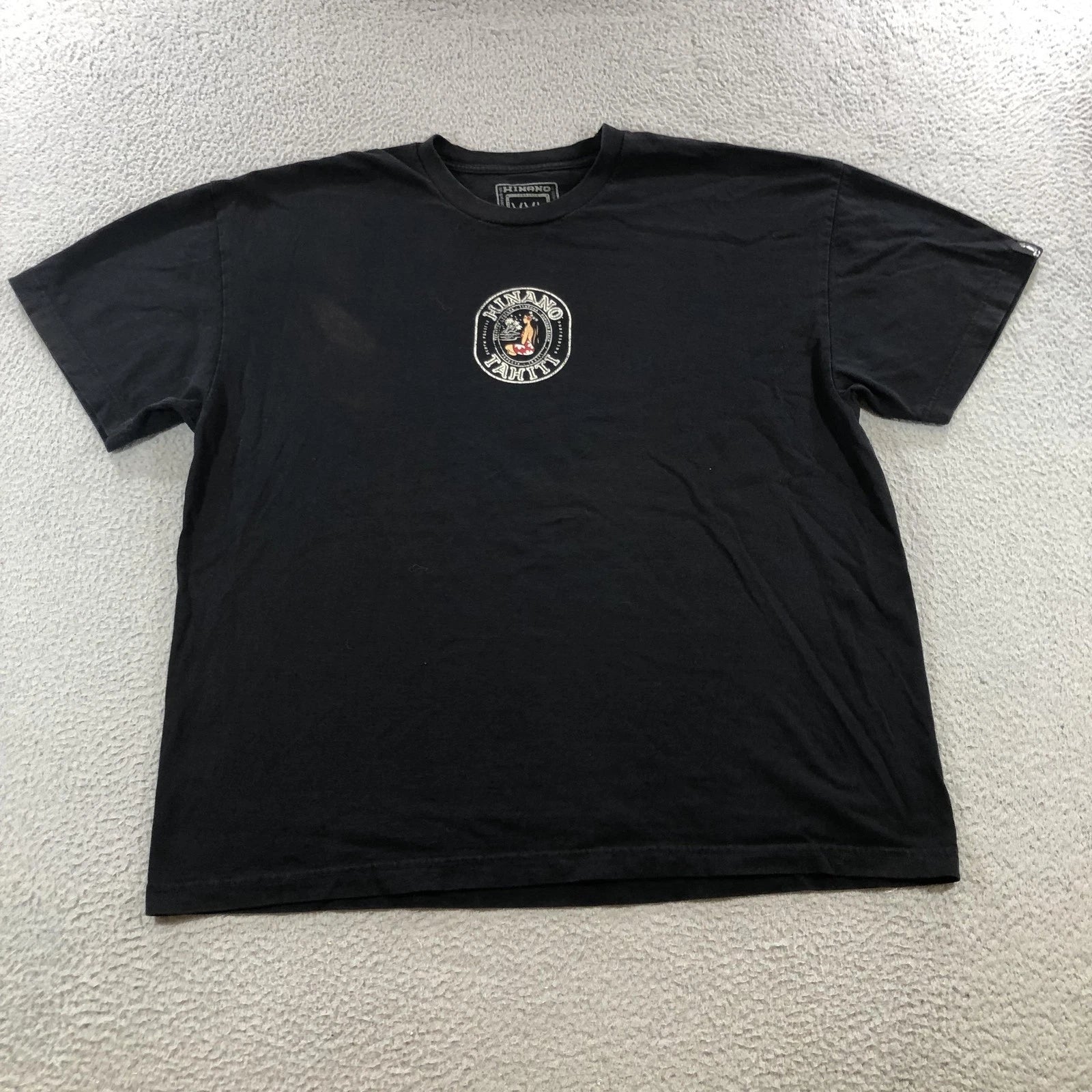 Hinano Tahiti Shirt Mens 2XL Black Short Sleeve Graphic Surf Beachwear Logo Tee
