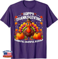 Thankful Grateful Blessed Happy Thanksgiving Turkey Womens T-Shirt