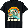 Retro Rainbow Mountain Adventure Camping Tee Shirt