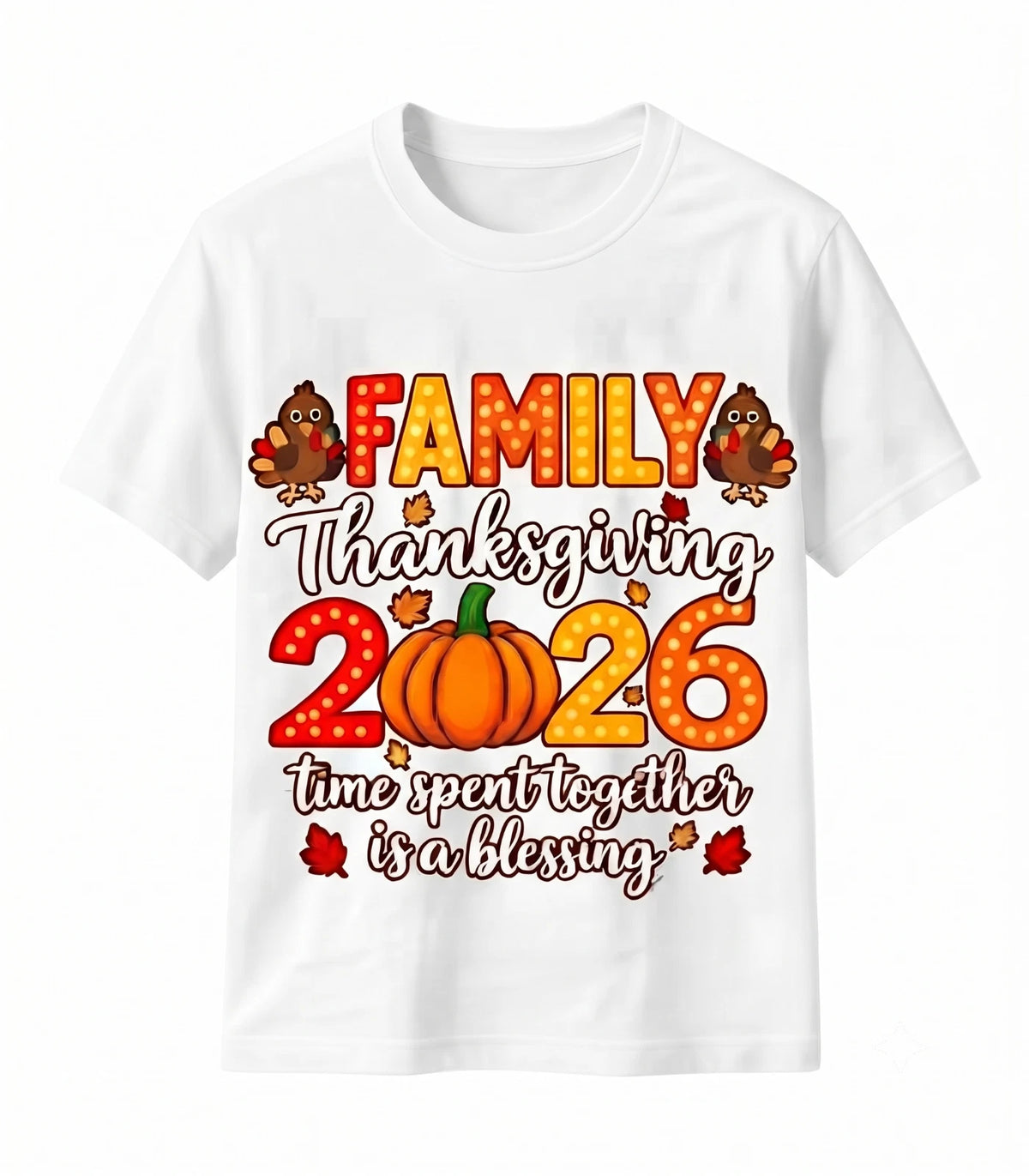 Time Spent Together Blessing Family Tee Thanksgiving 2026 Turkey T-Shirt