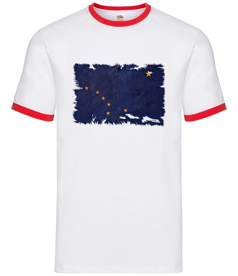 Alaska Grunge Style Flag - Men Contrast - Alaskan Country Travel Flags