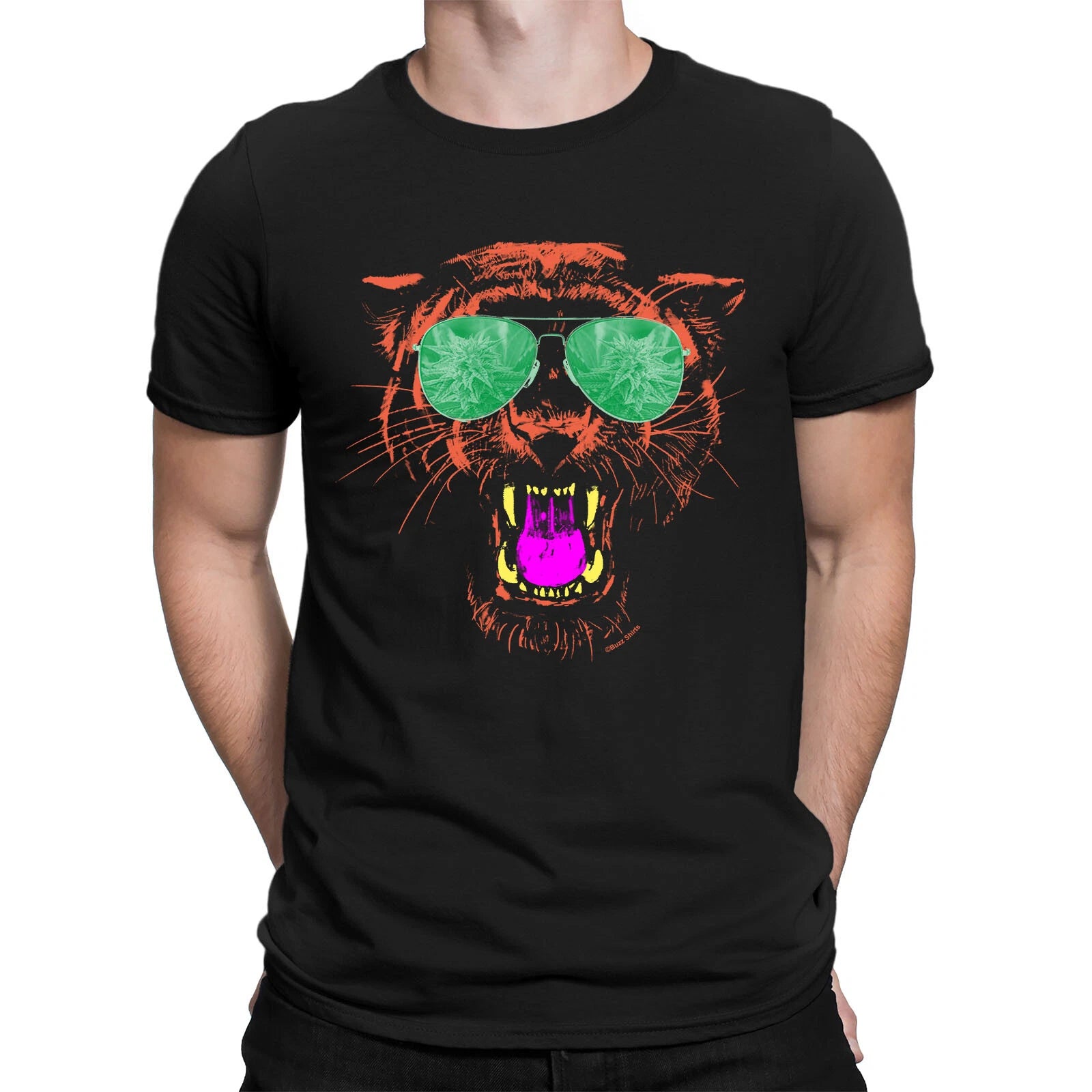 WEED CAT Mens Funny Ganja  T-Shirt Cannabis Leaf Marijuana Smoke 420 Gift