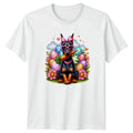 Cute Doberman Dog Wearing Pink Glasses Womens T-Shirt Doberman Pinscher Easter