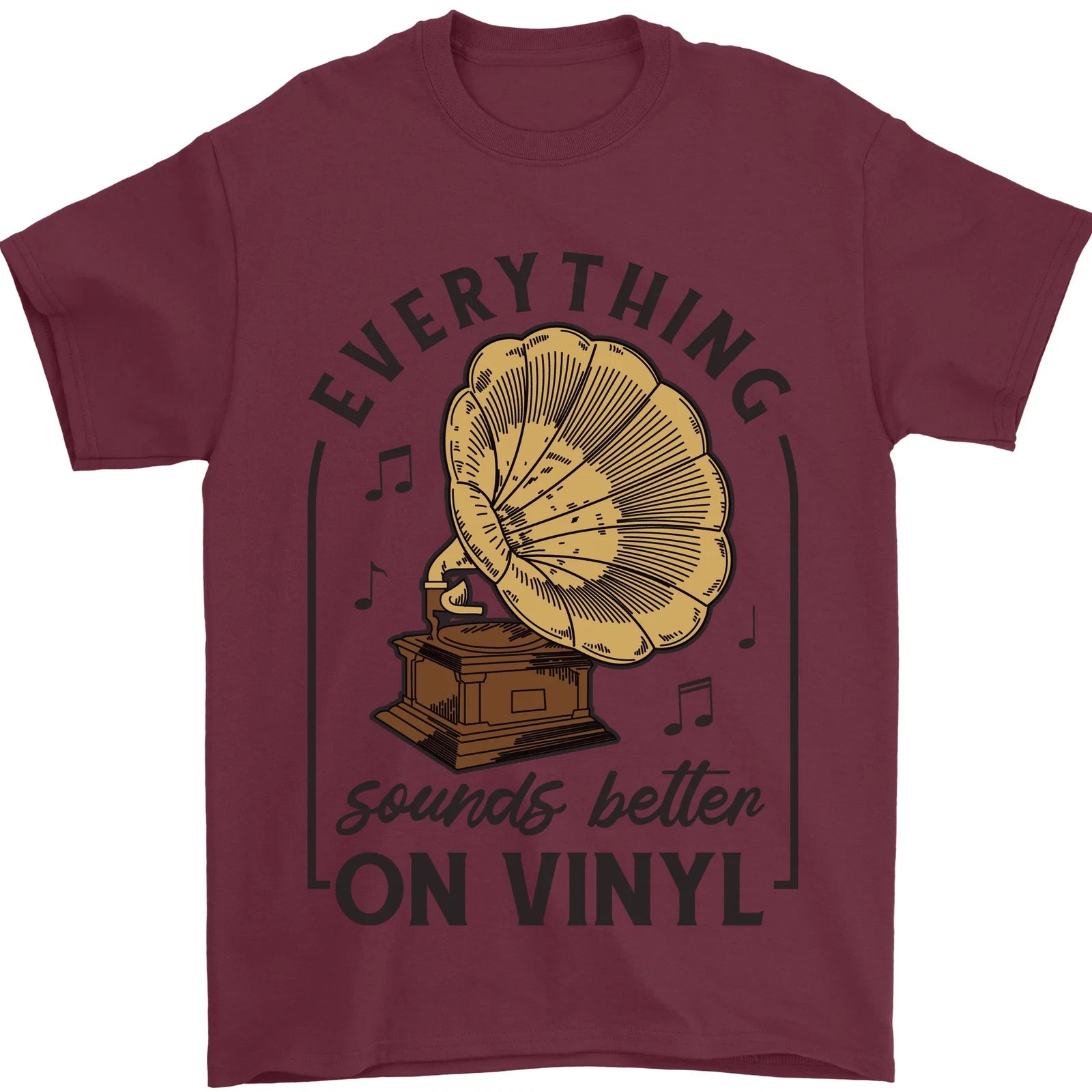 Music Sounds Better on Vinyl Records DJ Mens T-Shirt 100% Cotton