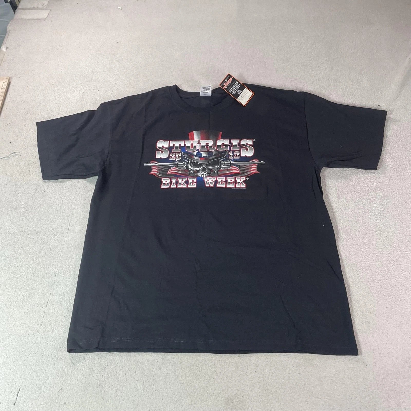 Sturgis Bike Week Shirt Mens XL Black 2012 Skull Biker Graphic Tee Anvil Grunge