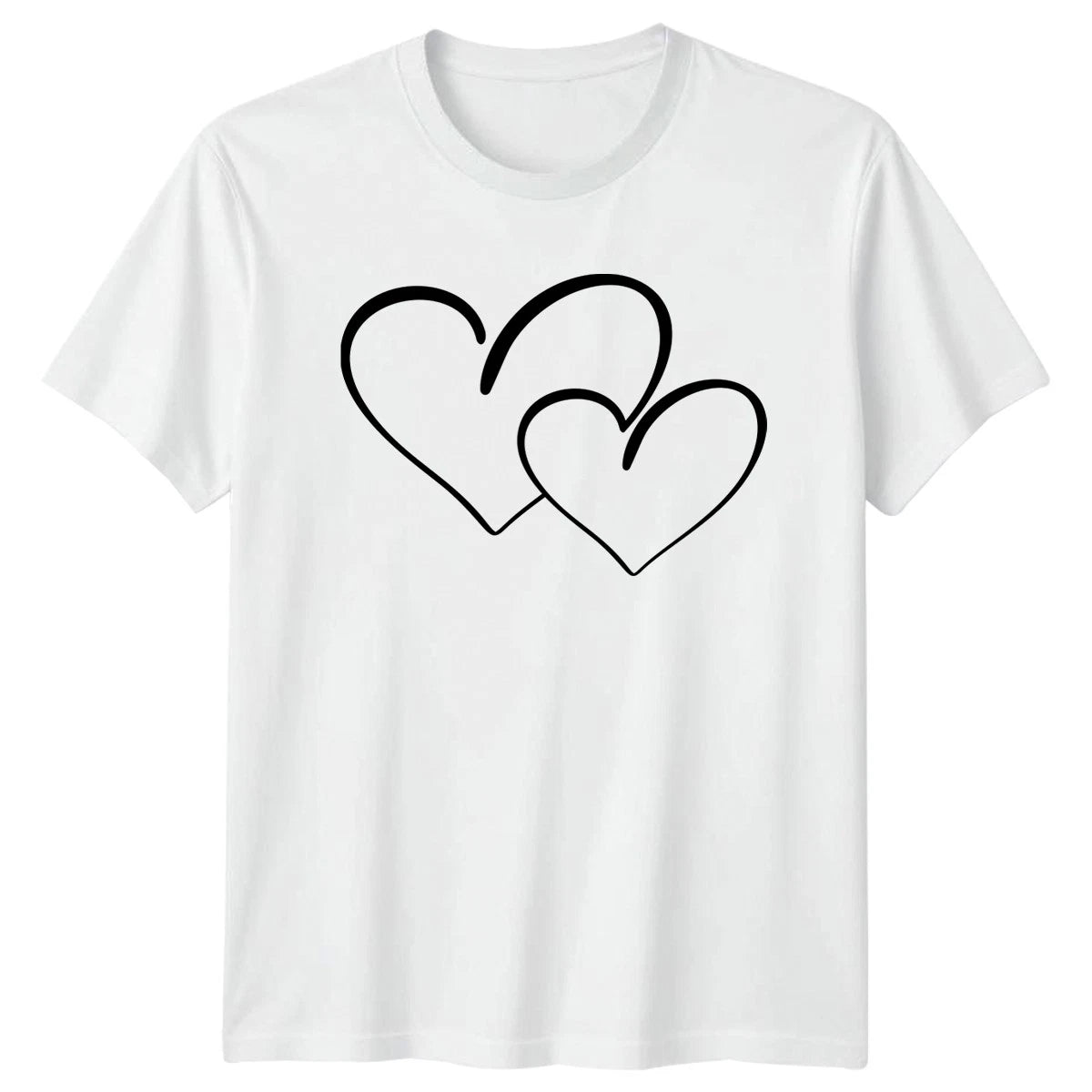 Simple Line Art Hearts Valentines T-Shirt Minimalist Aesthetic Love Couple
