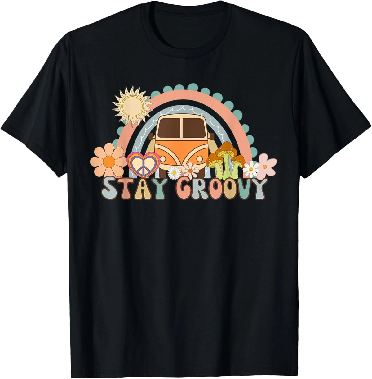 Retro Stay Groovy Tee, Preppy Tee, Summer Hippie 70s T-Shirt