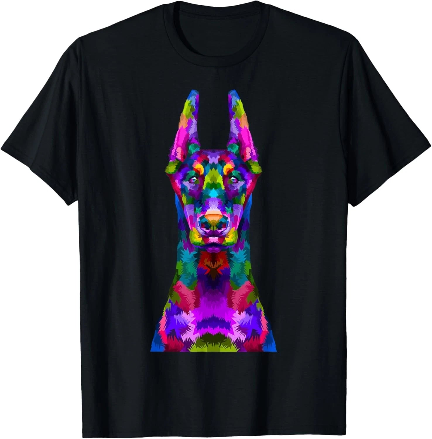 Dobie Doberman Pop Art Portrait For Dog Owners T-Shirt,Black Gift Unisex T-Shirt