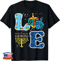 Hanukkah Love Menorah Dreidel Chanukah Jewish Women Kids Men Tee
