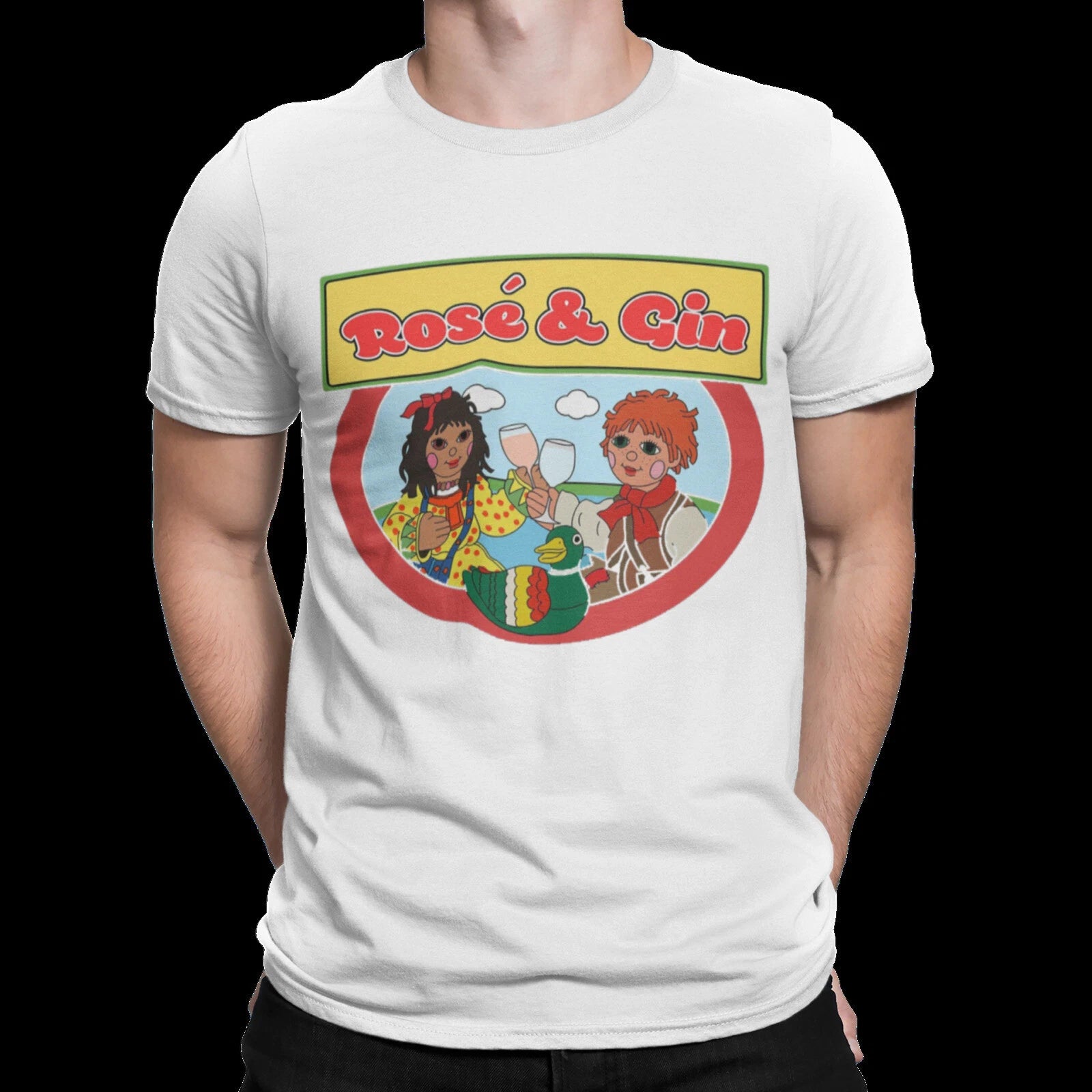 film movie funny novelty cartoon birthday stag do t shirt for rose and gin fans