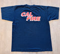 VTG Cal Firefighter T-Shirt Mens XL Blue Made In USA Faded Workwear Streetwear