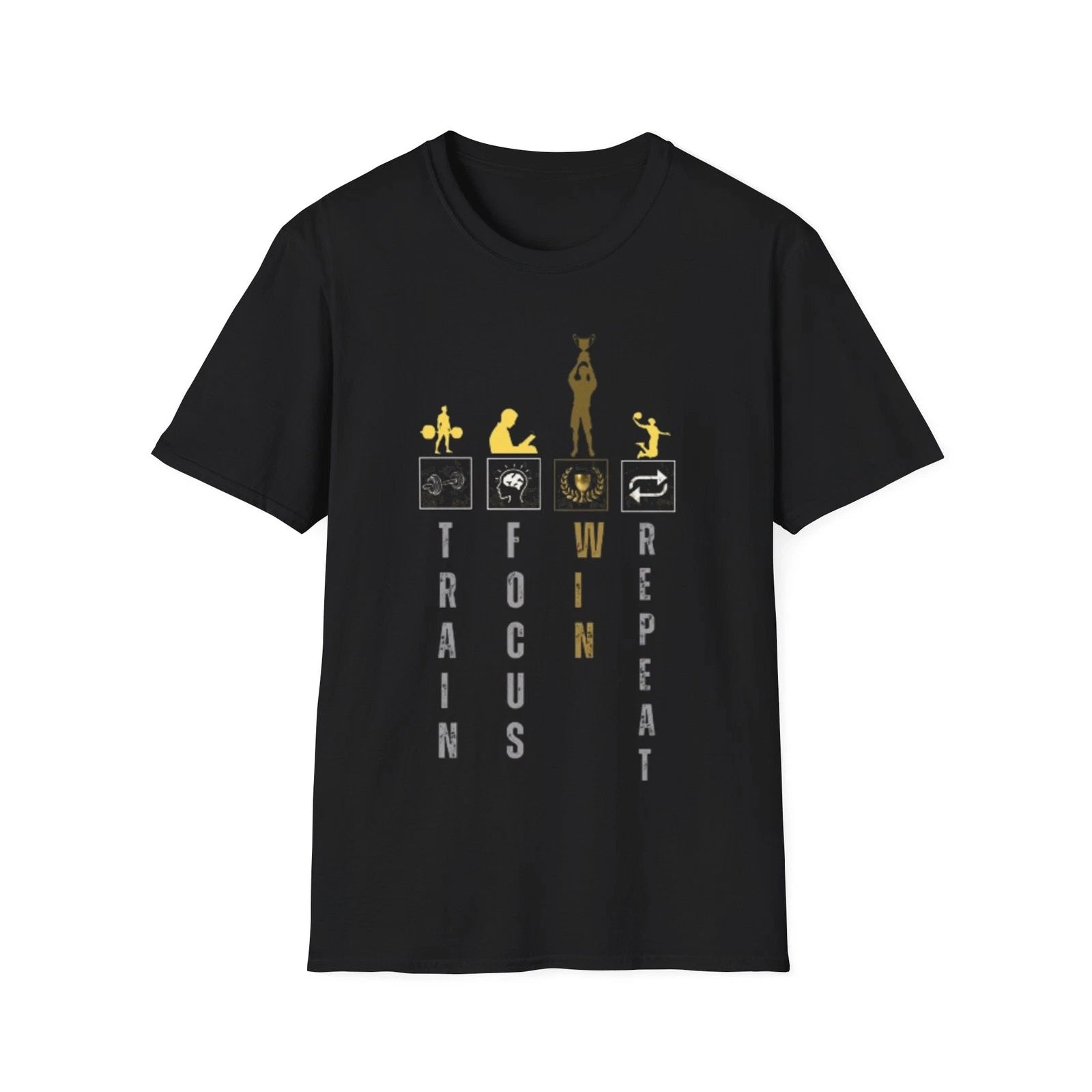 Train Focus Win Repeat T-Shirt | Fitness Workout Motivation