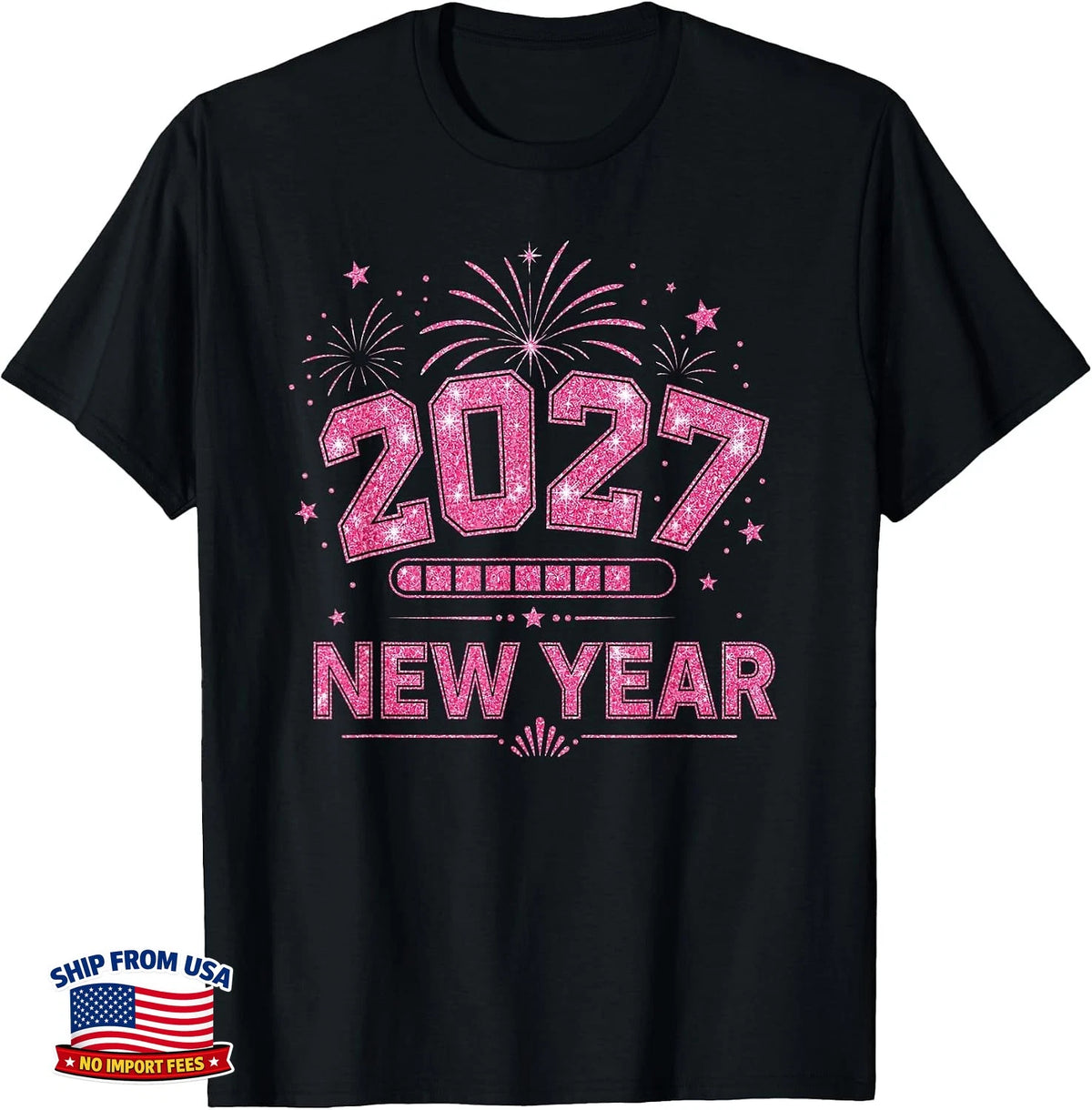 New Year 2027 Festive Gathering with Progress Bar Graphic T-Shirt Image 1 of 4