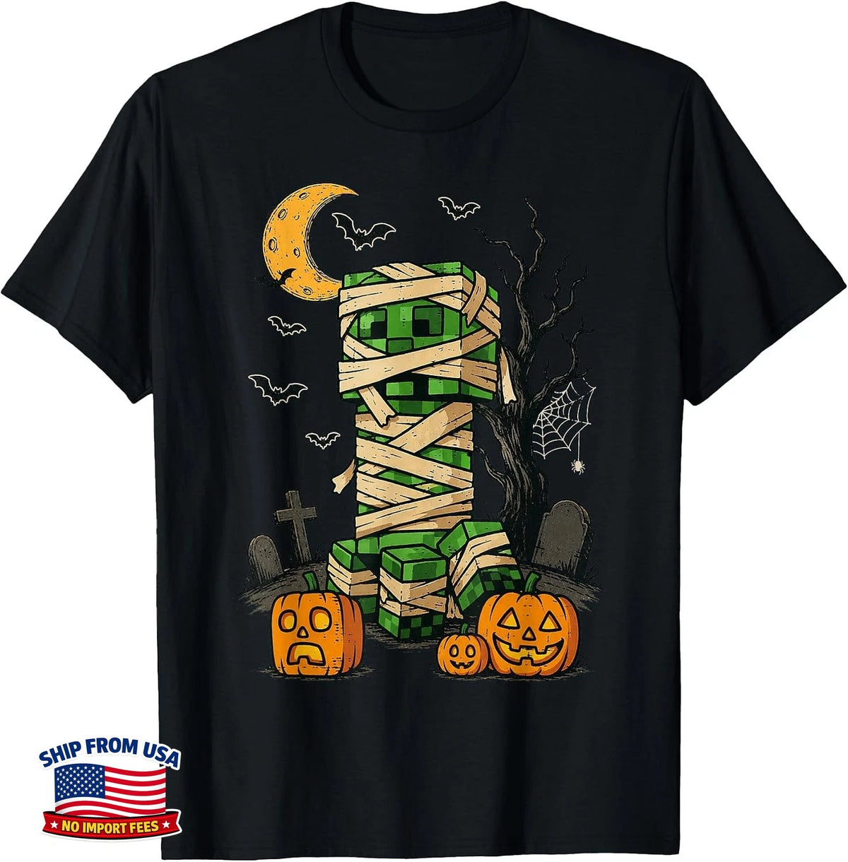 Halloween Gamer Pixel Monster Mummy Gaming Costume Boys Kids T-Shirt Image 1 of 4