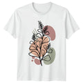 Abstract Botanical Minimalist Line Art Womens T-Shirt Boho Aesthetic Nature