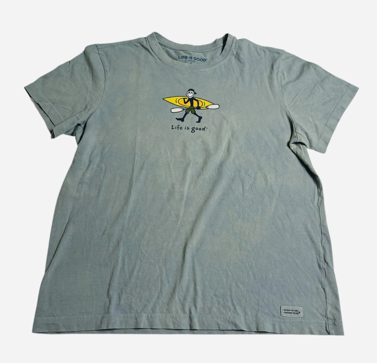 Life Is Good Crusher Tee T-shirt Kayaking Kayak Pale Blue Adult Unisex Large LG