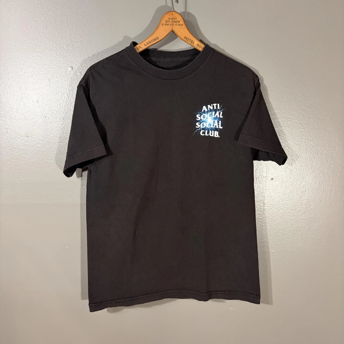Anti Social Social Club Shirt Mens Medium Black Cotton Lightning Graphic Tee