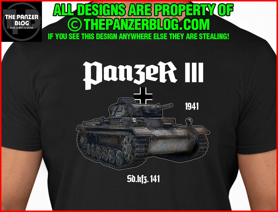 Panzer III T-Shirt WWII German Tank Version 1