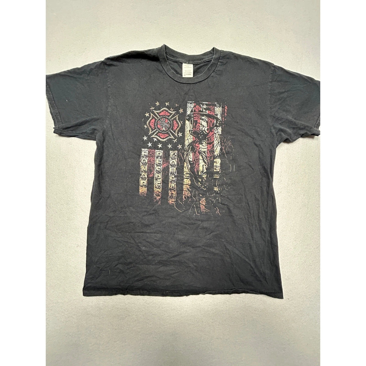 Unbranded Firefighter Honor Respect Courage T-Shirt Men L Black Cotton Excellent