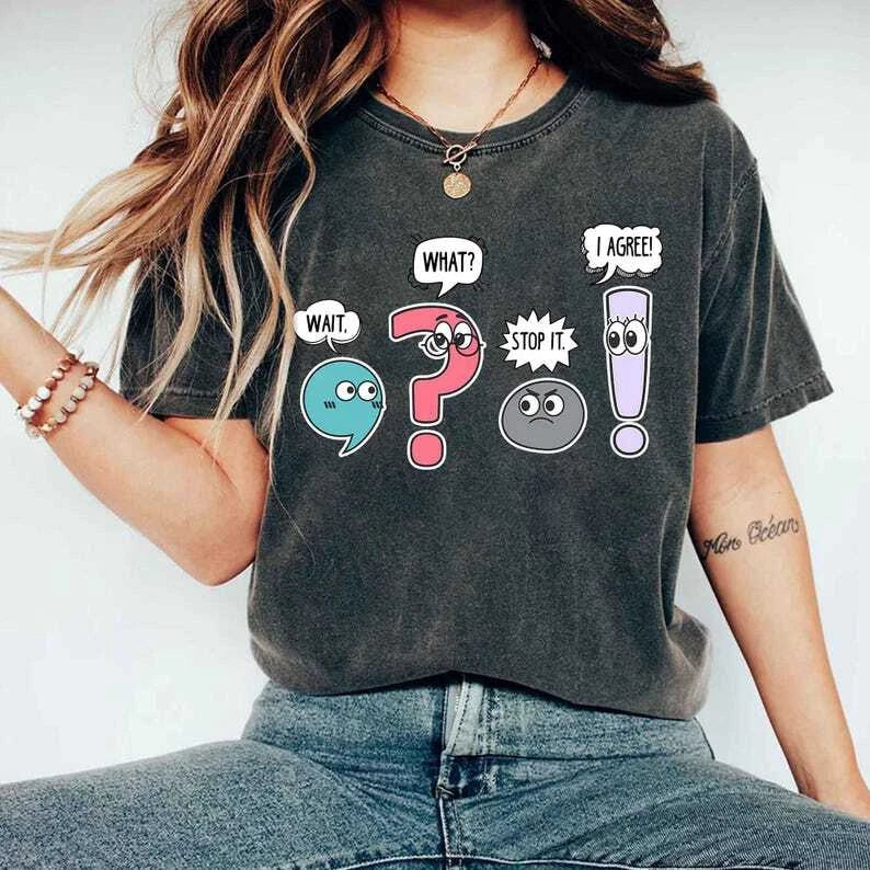Funny Grammar Teacher Shirt, Punctuation English Teacher Gift, Wait What Stop It