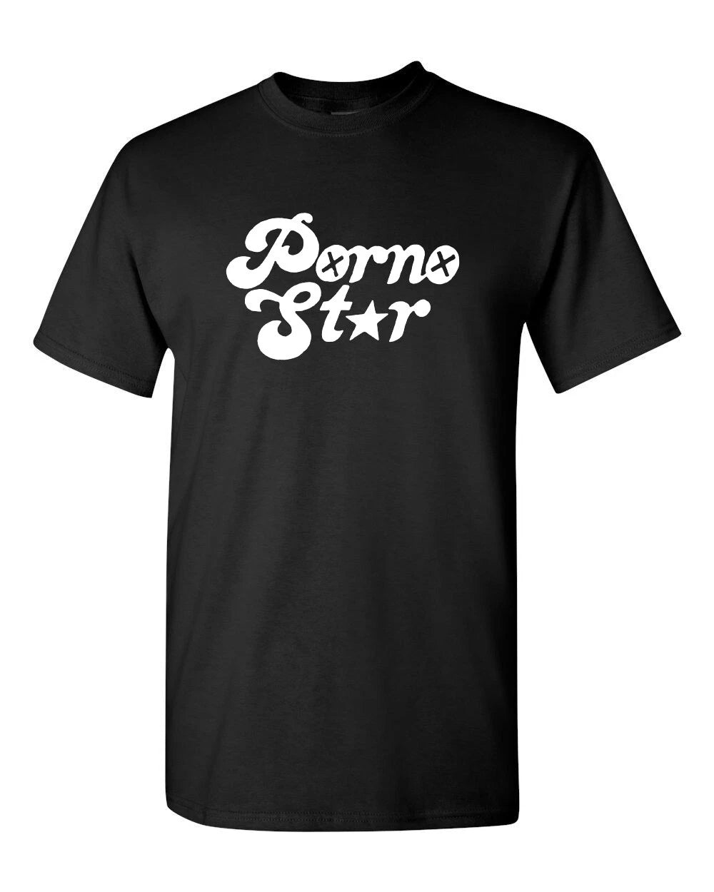Retro Style T-shirt Novelty Design Groovy 70's P*rno Star White Text