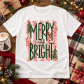 Merry And Bright Shirt Candy Cane Striped Christmas Top Unisex Tee
