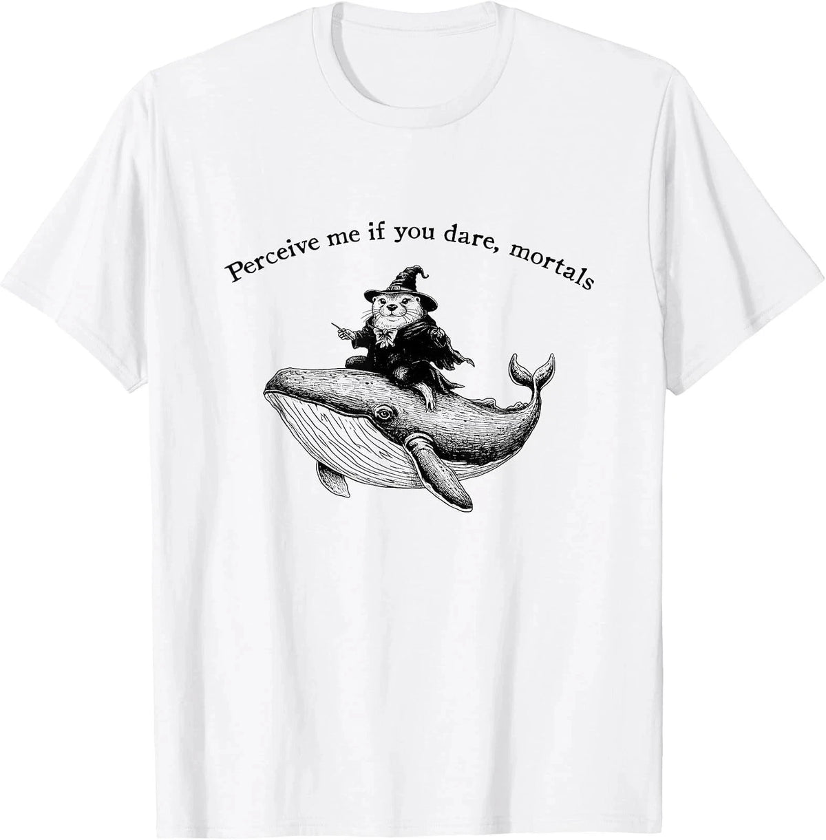 Whimsical Otter and Whale Graphic Tee - Fun T-Shirt for All! Sizes S-5XL Image 1 of 4