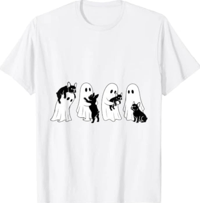 Ghosts Hugging French Bulldog Halloween Costume  T-Shirt
