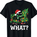 What Black Cat Funny Christmas Tree T-Shirt Sizes S-5XL Image 1 of 4