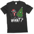 Funny Christmas Tree What Cat T-shirt humorous Xmas Pet Tee Shirt Sizes S-5XL