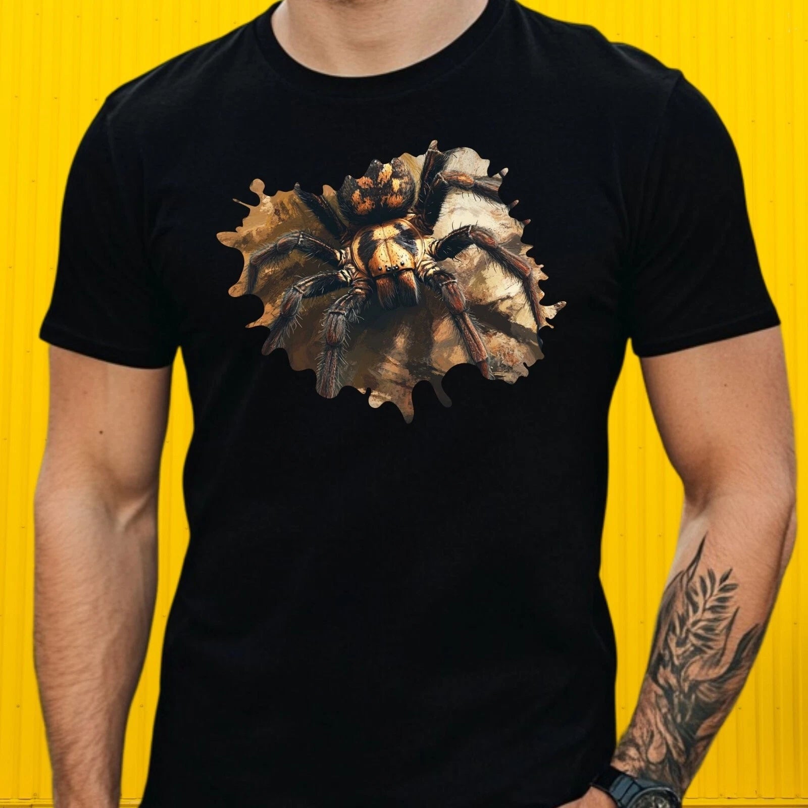 Mens Tarantula Motif Cotton T-Shirt Size XS to 5XL