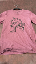 NEW Unisex Small Purple Short Sleeve Tshirt With Bigfoot Carrying Beer