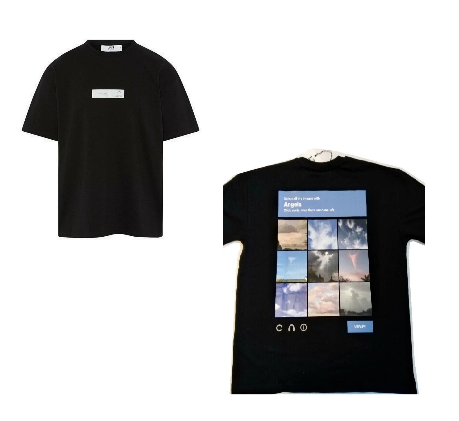 JKA Creative Studios, 100% Luxury Cotton, Black, Angels T-Shirt Oversized - (XS)