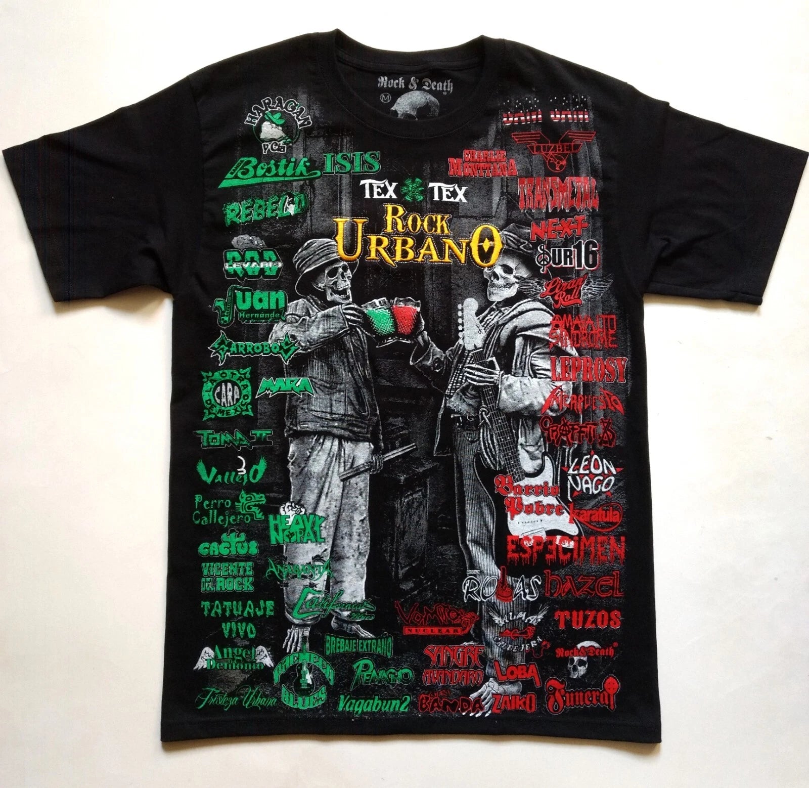 ROCK URBANO T-Shirt RARE Embroidered Logo Mexico El Haragan Tri Transmetal Tex