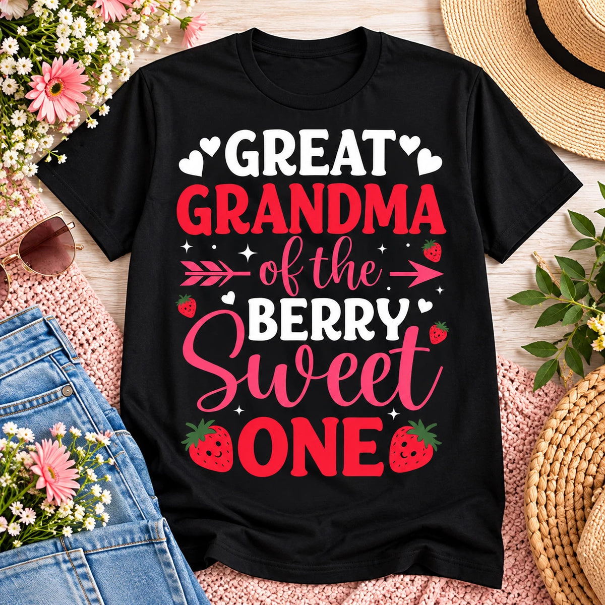 Great Grandma of the Berry Sweet One T-Shirt Strawberry Baby Tee
