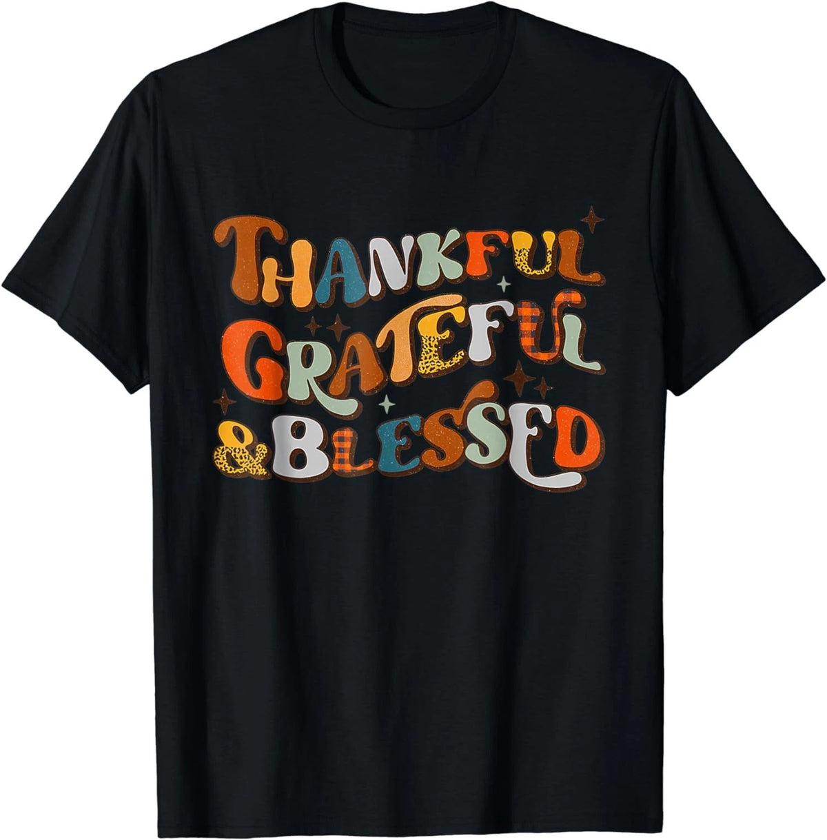 Retro Thankful Grateful Blessed Colors Thanksgiving Unisex T-Shirt