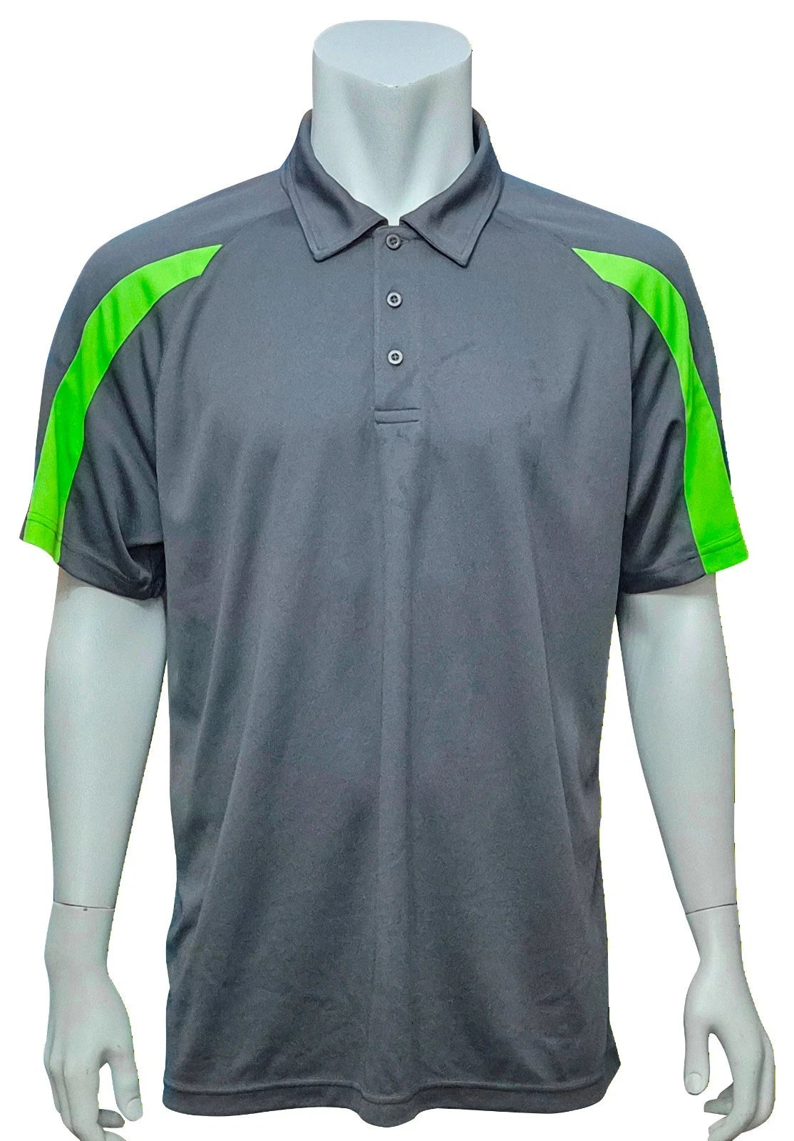Just Cool By All We Do Is Mens Beautiful Grey Neon Green Button Up Polo Top UK XL